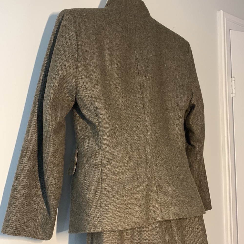 MADE BY ME🌺VTG 90’🌺Handmade Set 💯% Wool Fishbone Tweed Tailored Jacket/Pants - Picture 13 of 15